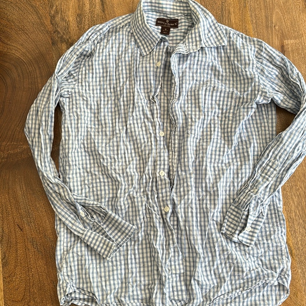 Blue & White Checked Steve & Barry’s Button Down Shirt